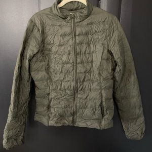 uniqlo olive green down jacket